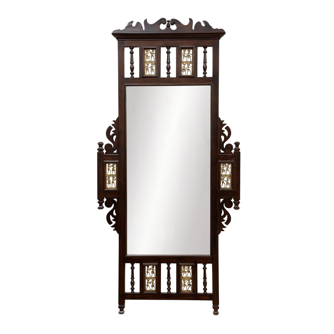 Nyka Teak Wood Mirror Full Size in Walnut Finish (30x2x60)