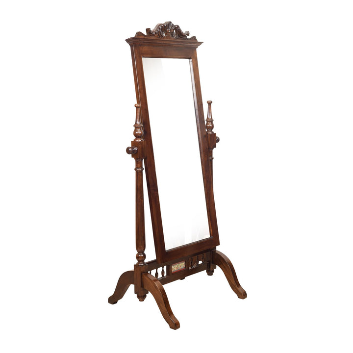 Niharika Teak Wood Mirror Full Size in Walnut Finish