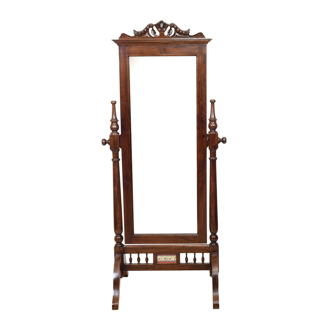 Niharika Teak Wood Mirror Full Size in Walnut Finish