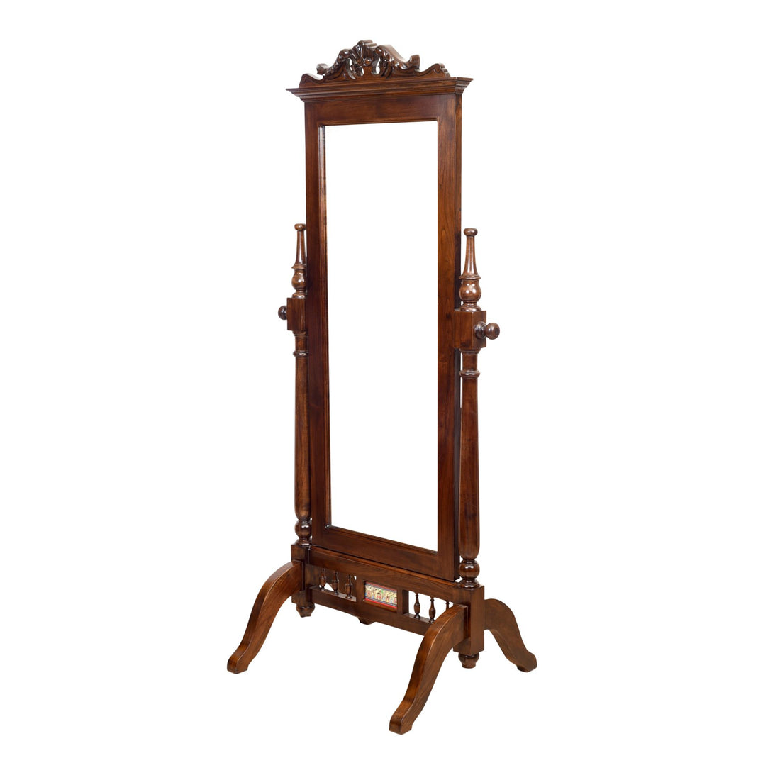 Niharika Teak Wood Mirror Full Size in Walnut Finish