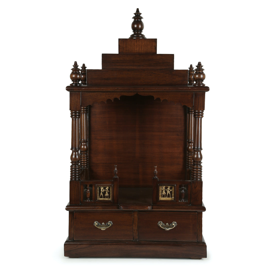 Divinity Teak Wood Mandir in Walnut Finish (24x16x46)