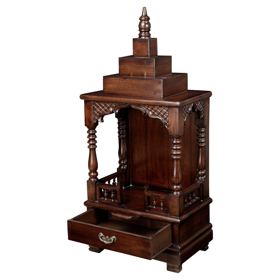 Dipti Teak Wood Mandir in Walnut Finish (19.5x13x44)