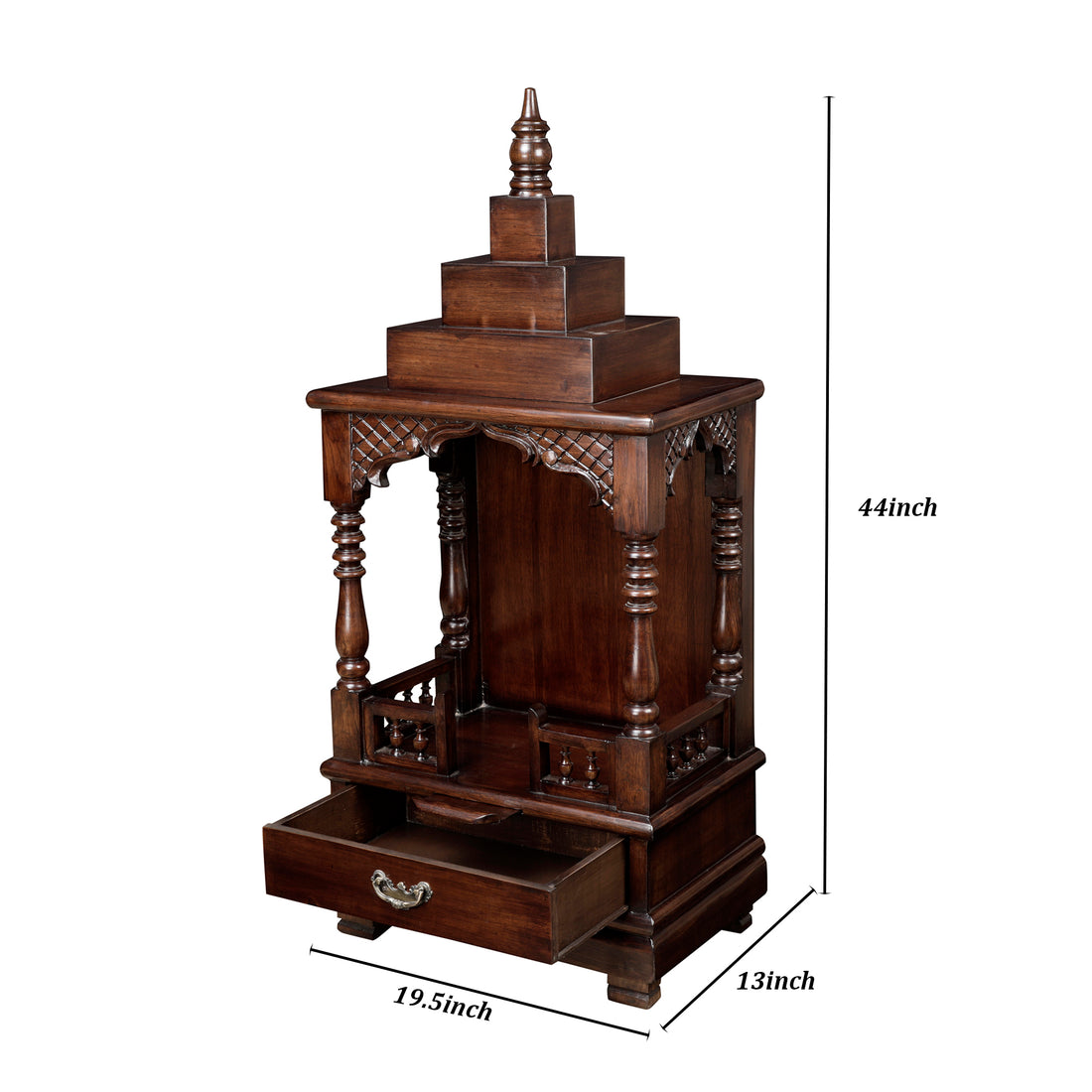 Dipti Teak Wood Mandir in Walnut Finish (19.5x13x44)