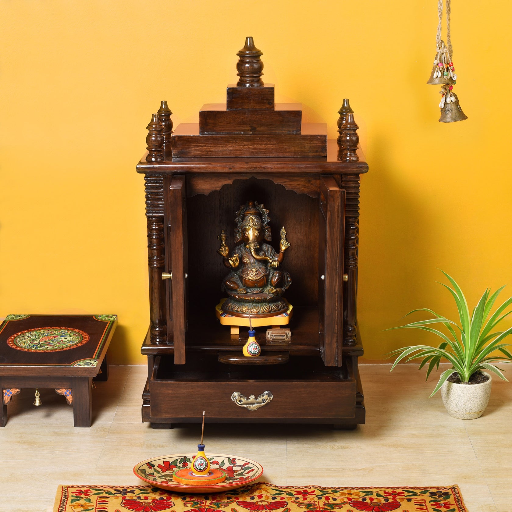 Handcrafted Wooden Mandir for Home Pooja Rooms