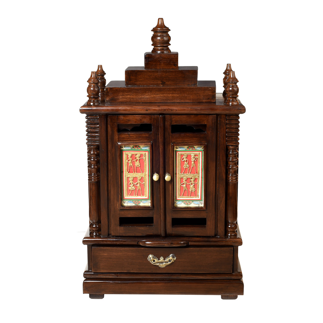 Dipti-I Teak Wood Mandir in Walnut Finish (18x11x34)