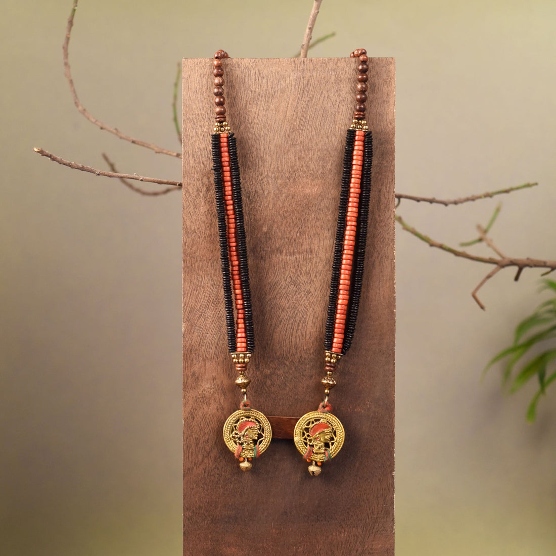 Regal Sisters: Handcrafted Wooden Necklace