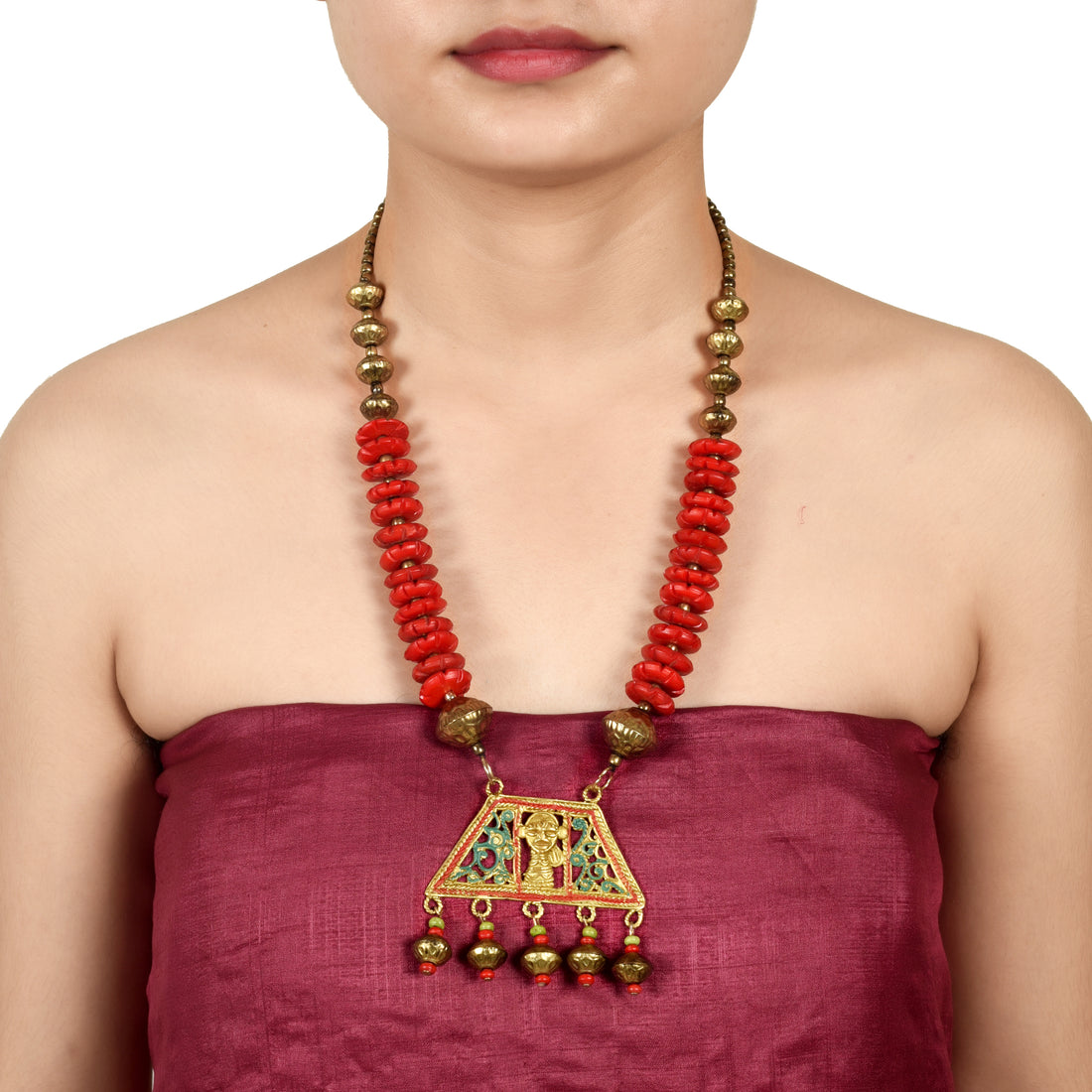 Tribal Trinity Handcrafted Dhokra Necklace