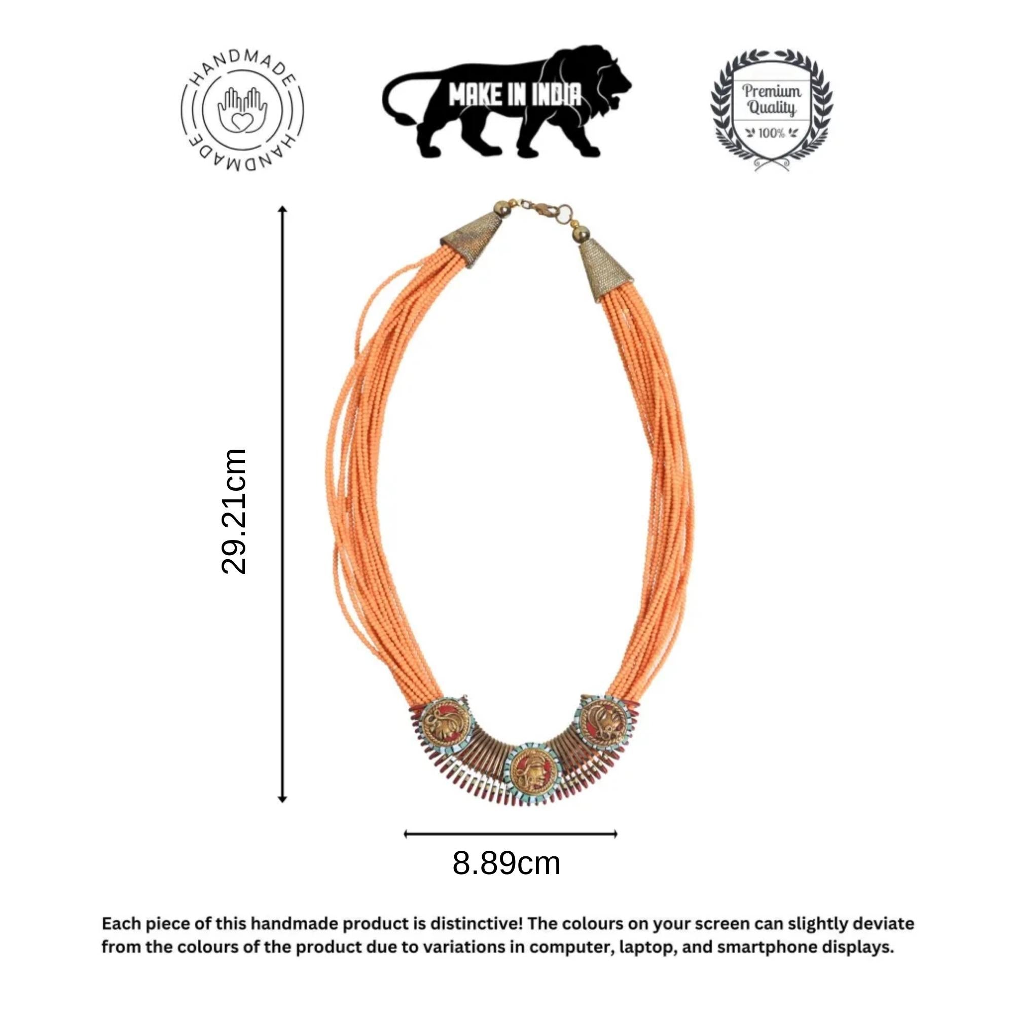 Folkloric Sunburst Pendant Handcrafted Ethnic Necklace