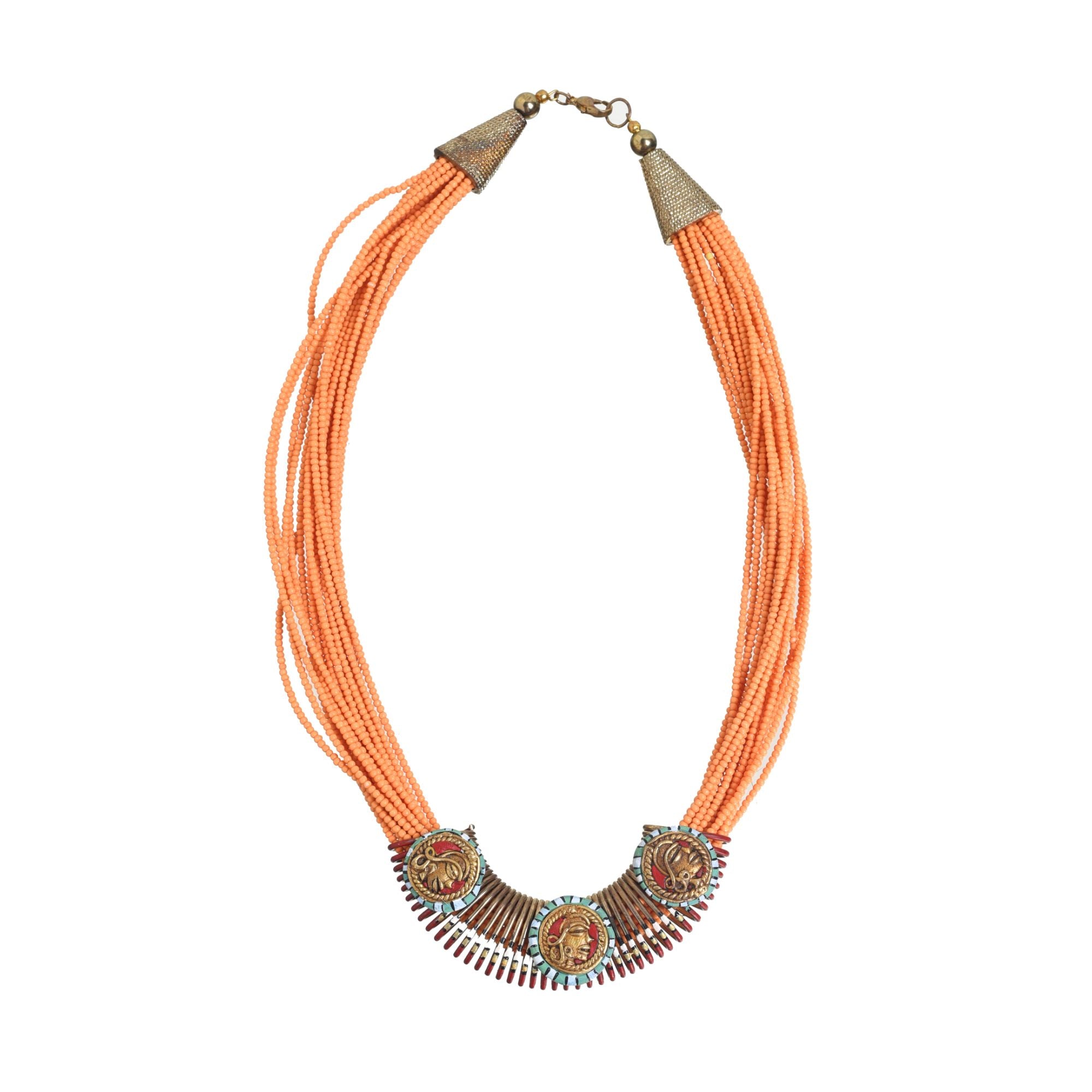 Folkloric Sunburst Pendant Handcrafted Ethnic Necklace