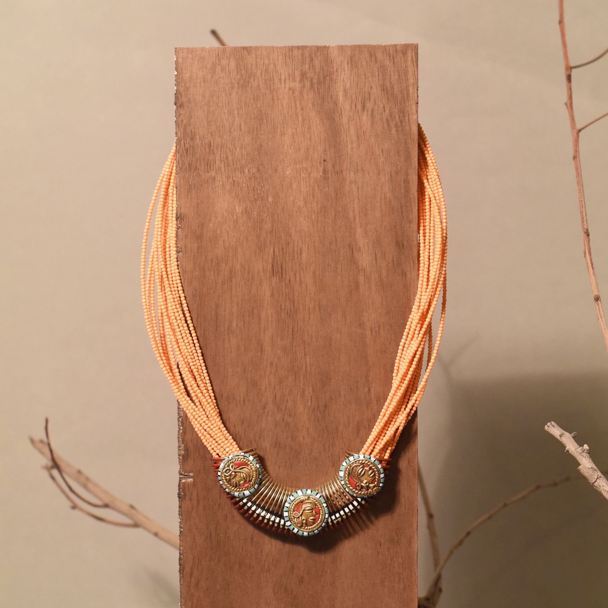 Folkloric Sunburst Pendant Handcrafted Ethnic Necklace