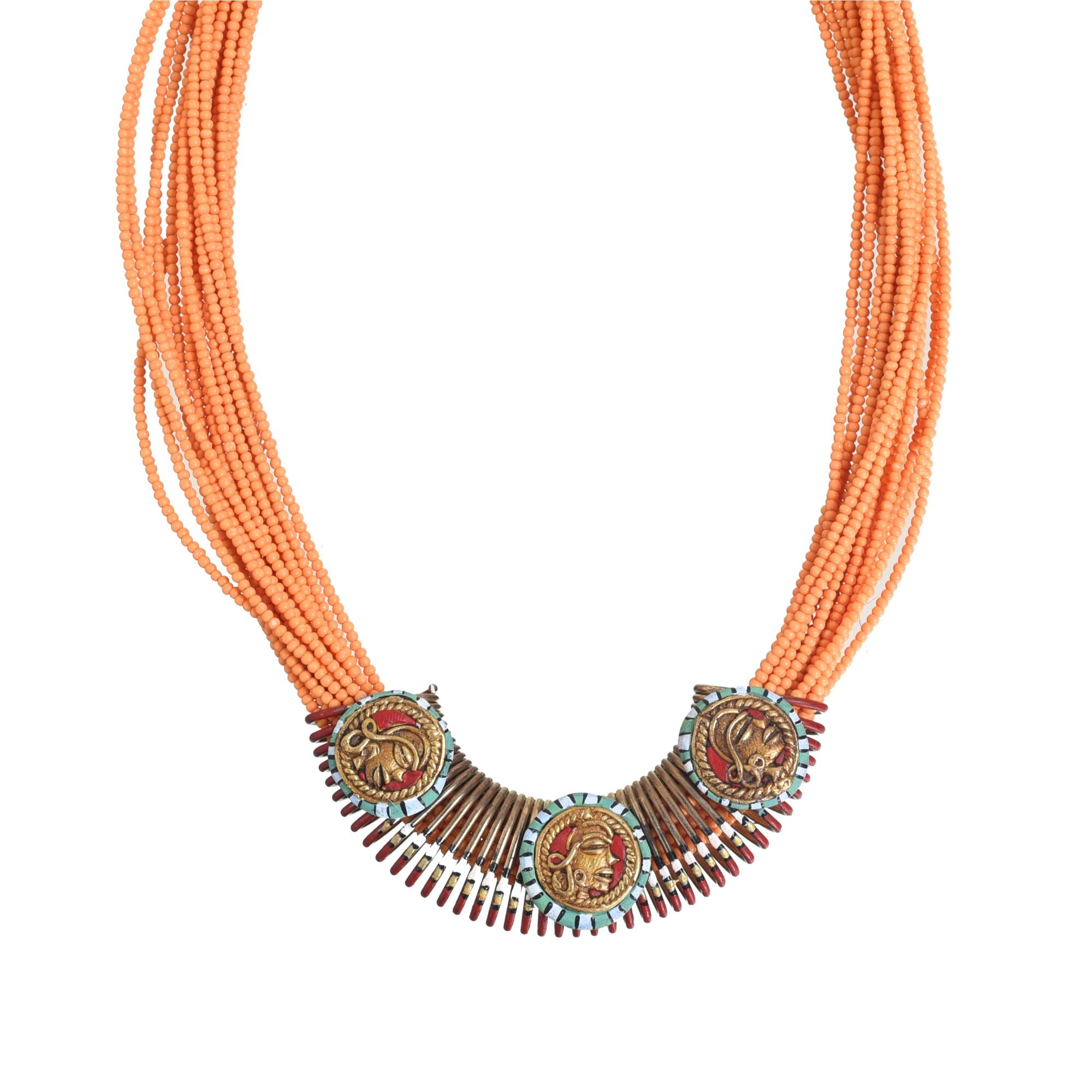 Folkloric Sunburst Pendant Handcrafted Ethnic Necklace