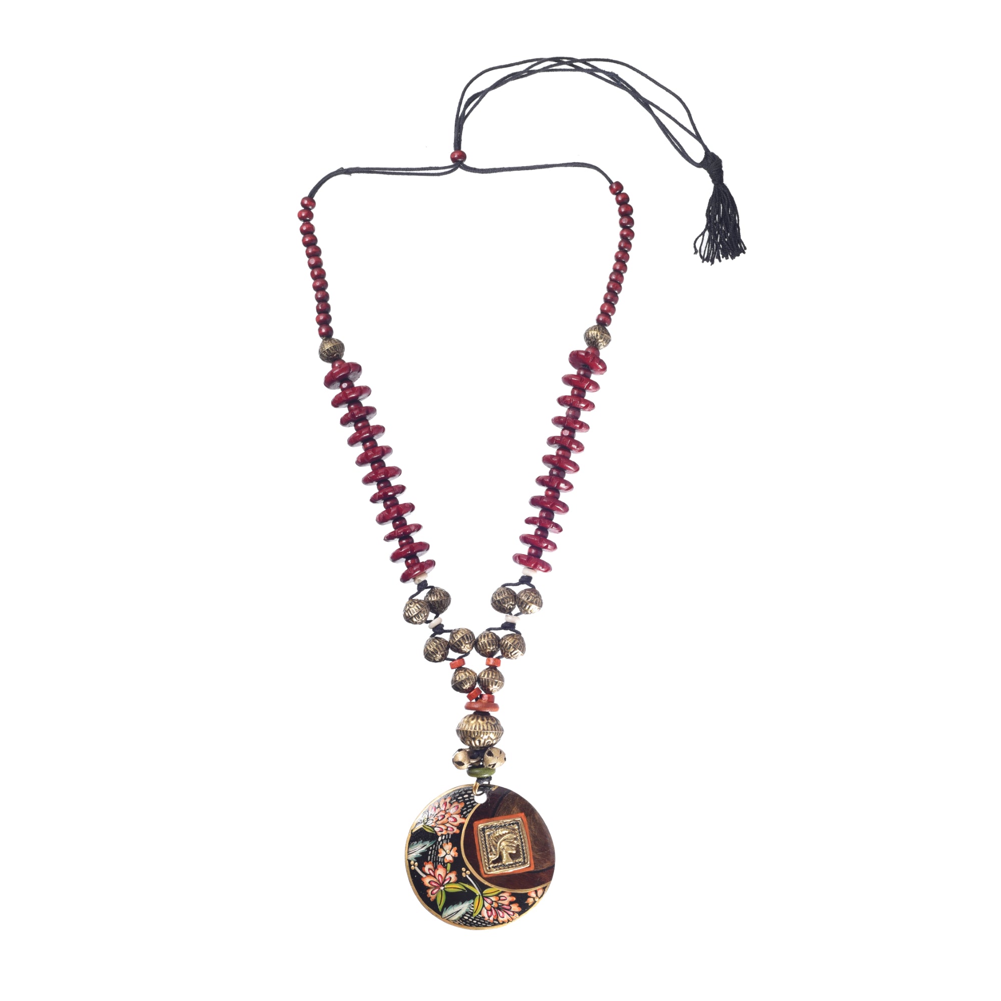 Floral Brass Tile Necklace