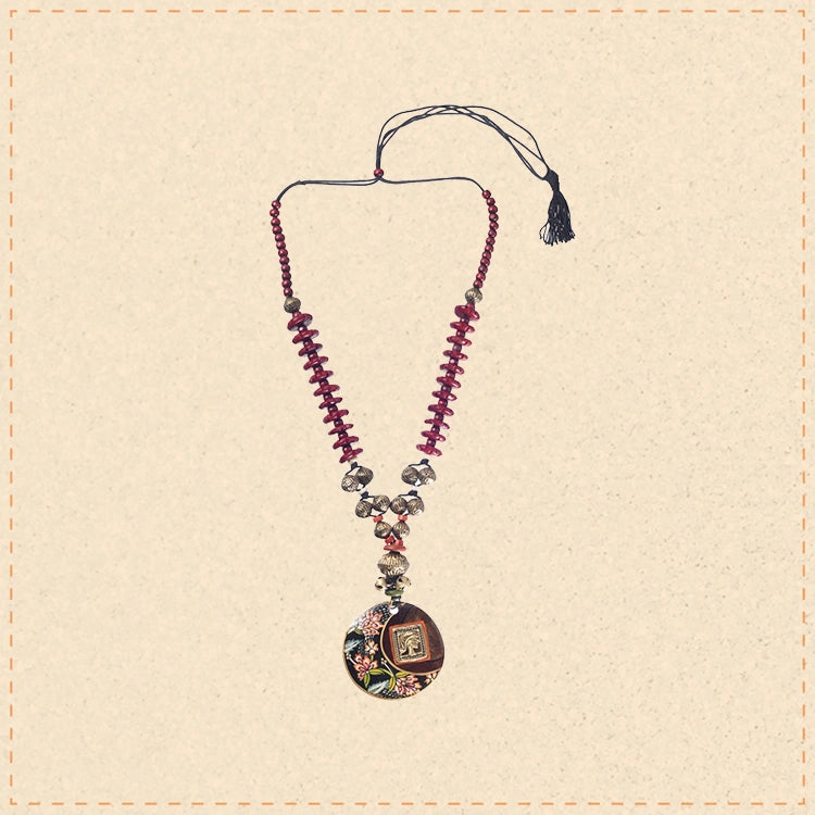 Floral Brass Tile Necklace