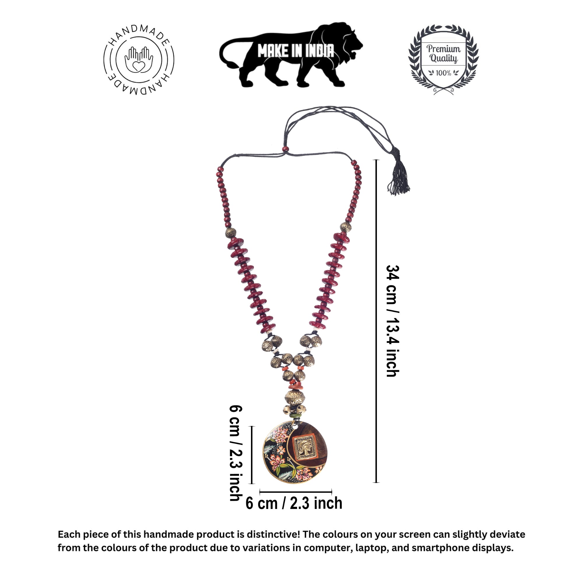 Floral Brass Tile Necklace