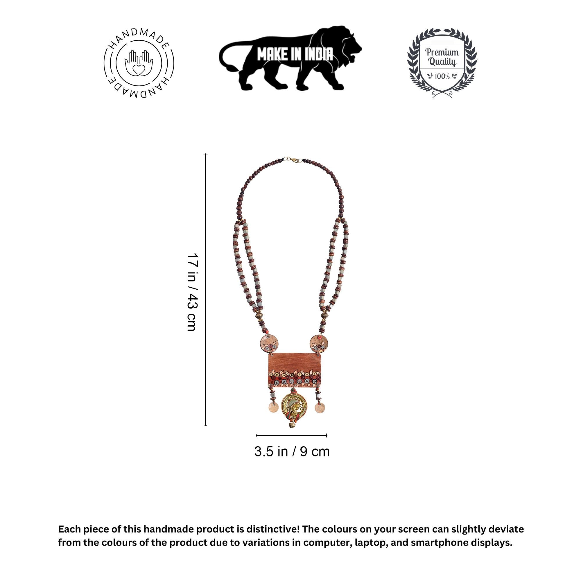 Rustic Charm: Handcrafted Wooden Necklace with Brass