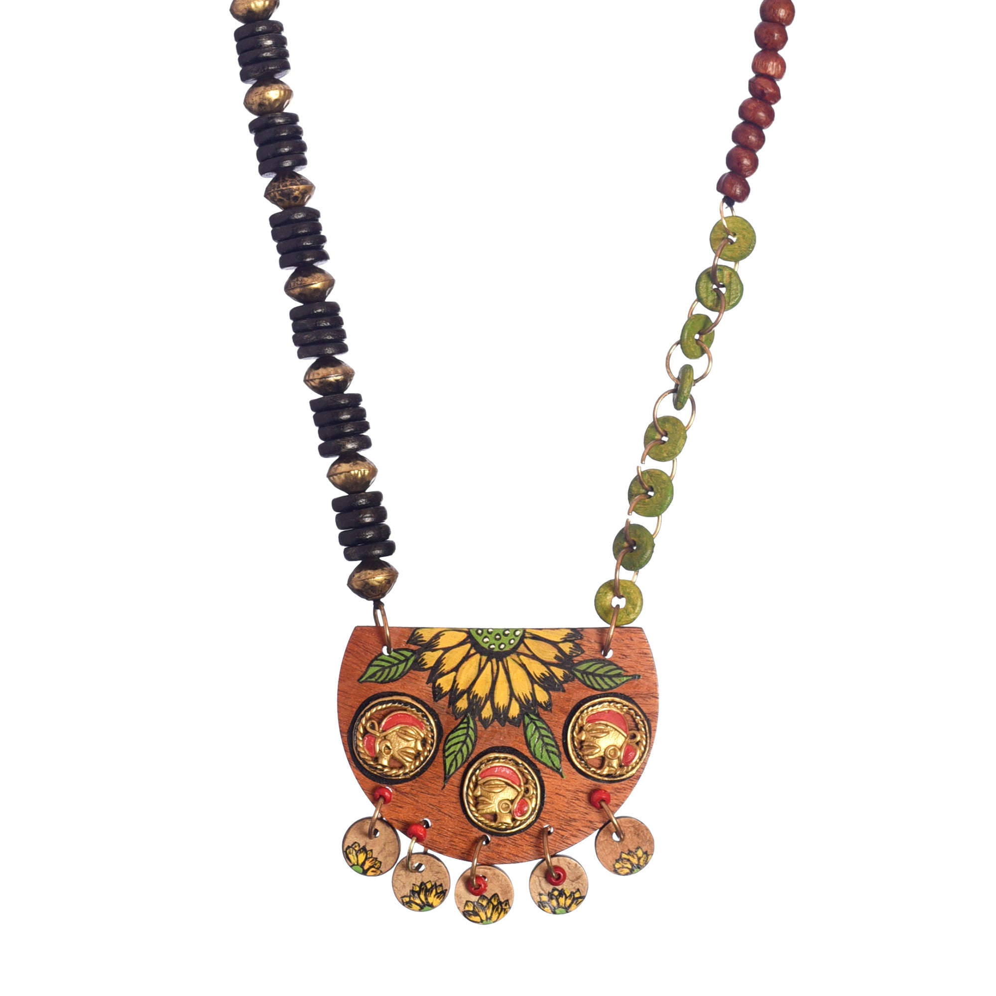 Butterflies in Garden' Handcrafted Tribal Dhokra Necklace