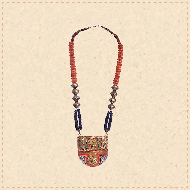 Queen of Hearts' Handcrafted Tribal Dhokra Necklace