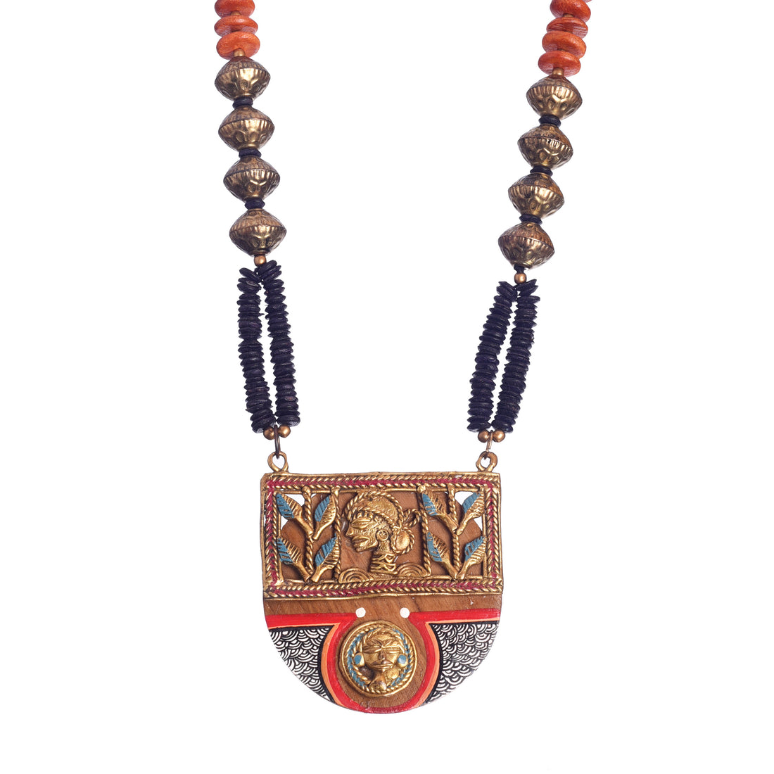 Queen of Hearts' Handcrafted Tribal Dhokra Necklace