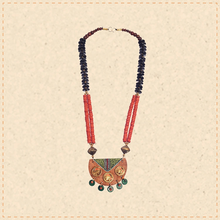 Butterflies in Greens' Handcrafted Tribal Dhokra Necklace