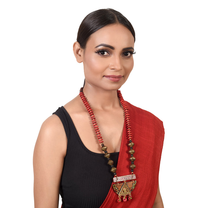 The Pharaoh' Handcrafted Tribal Dhokra Necklace