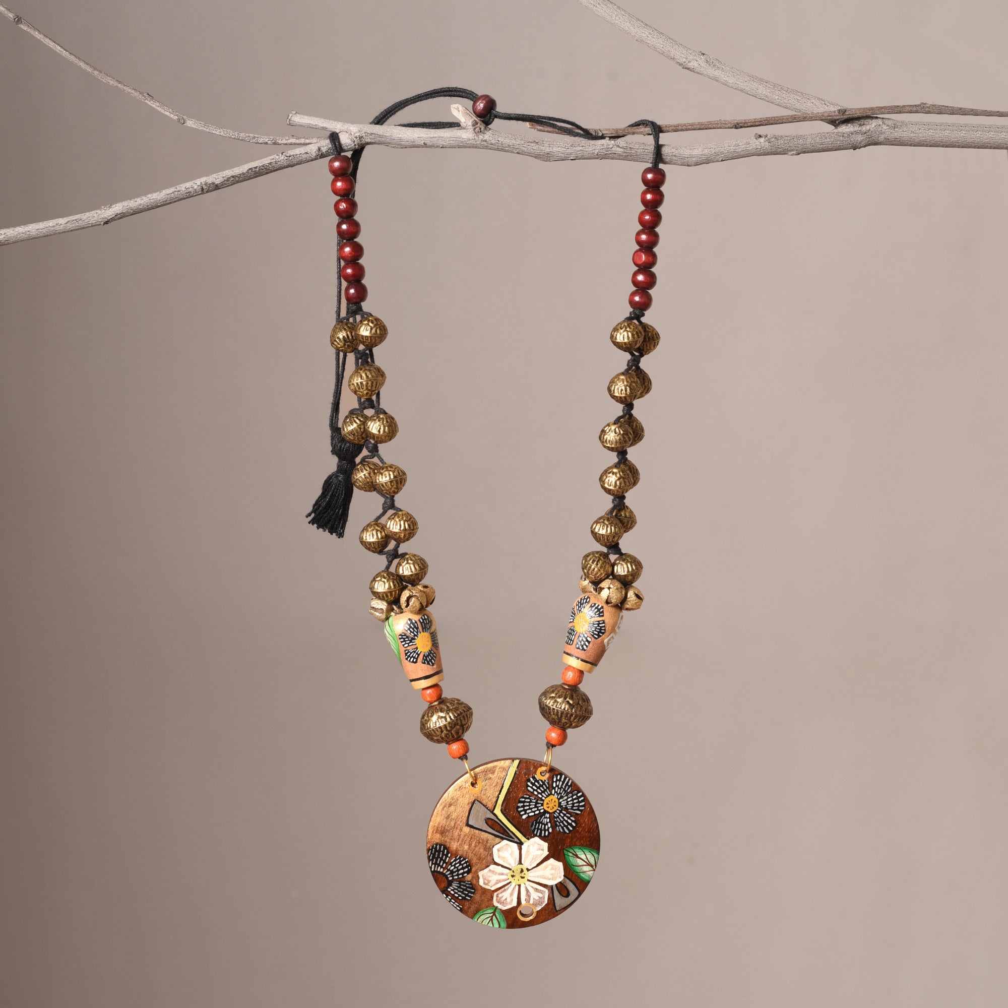 Monochrome Blossom Ghungroo Necklace