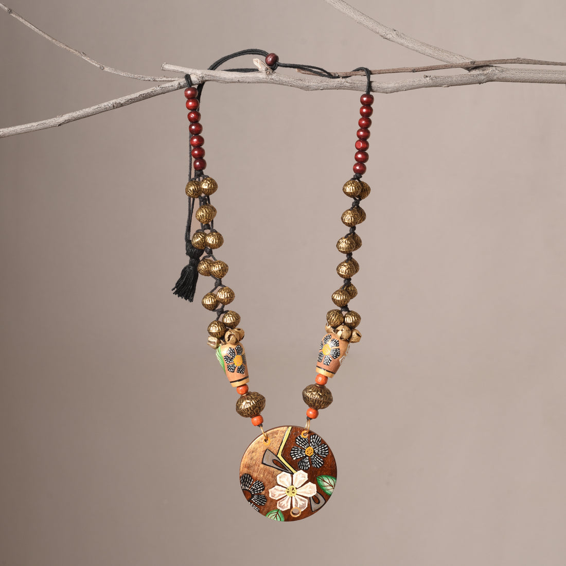 Monochrome Blossom Ghungroo Necklace