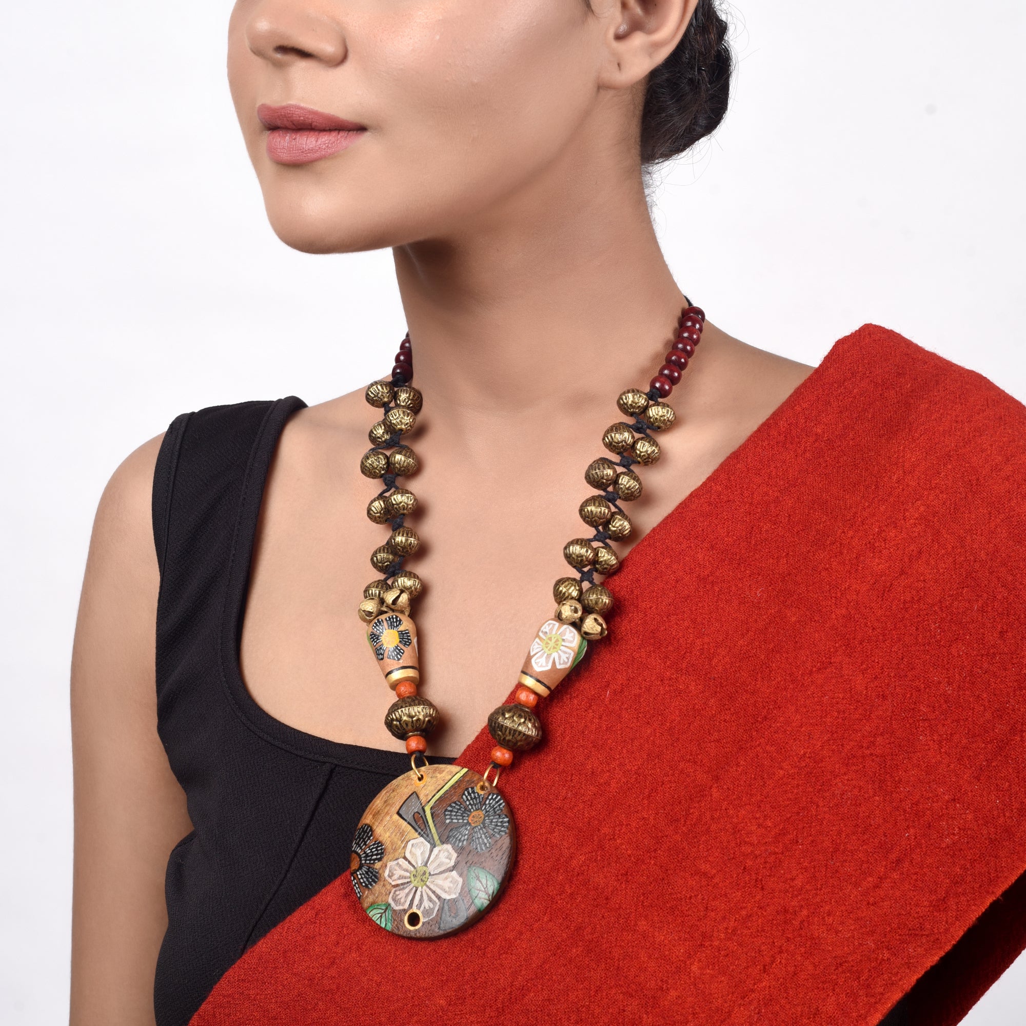 Monochrome Blossom Ghungroo Necklace