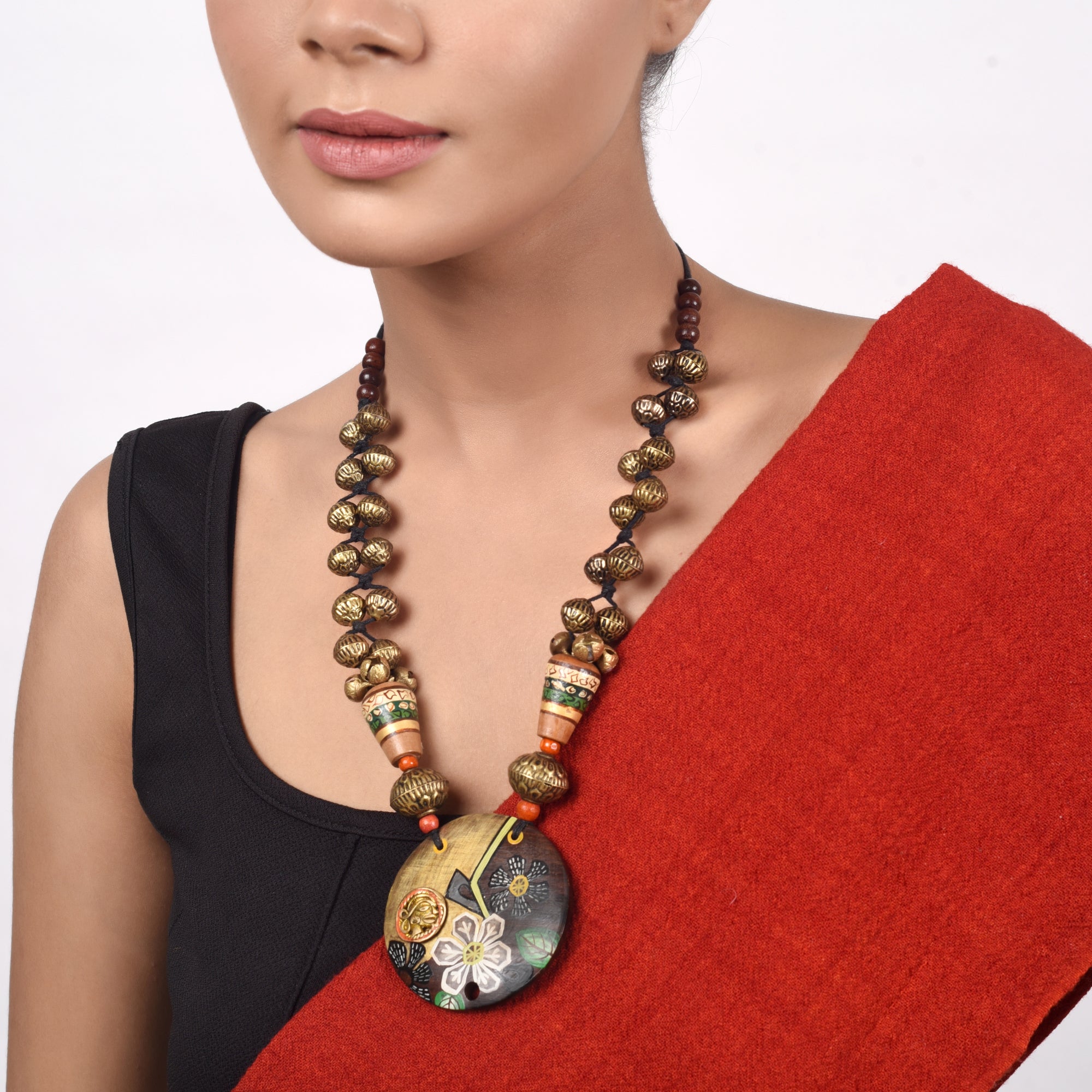 Floral Harmony Brass Necklace