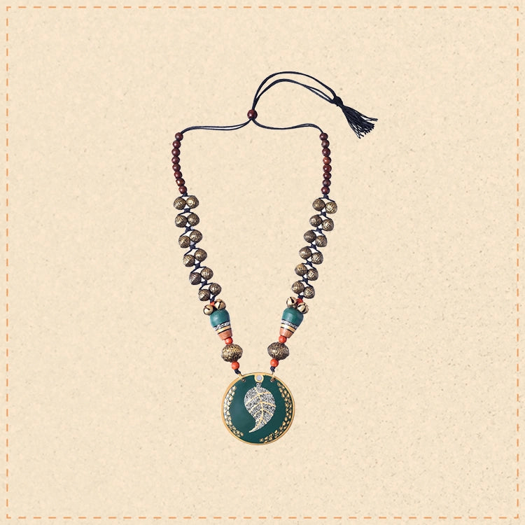 Verdant Leaf Brass Necklace