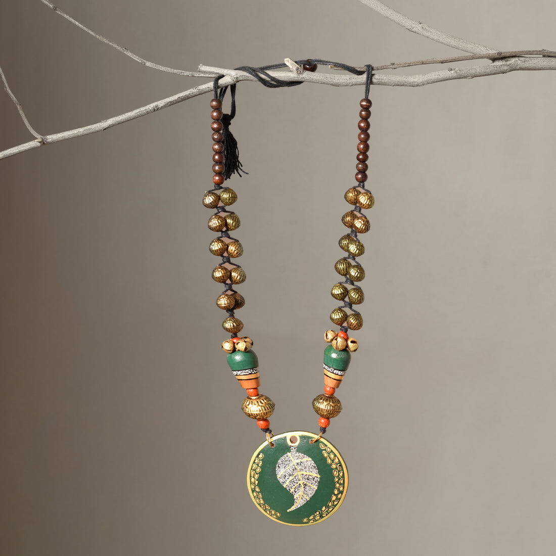 Verdant Leaf Brass Necklace