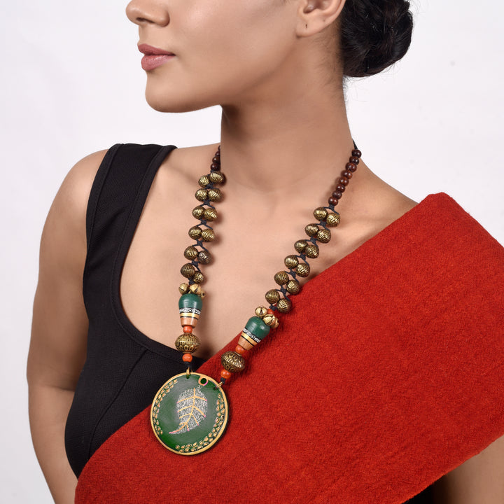 Verdant Leaf Brass Necklace