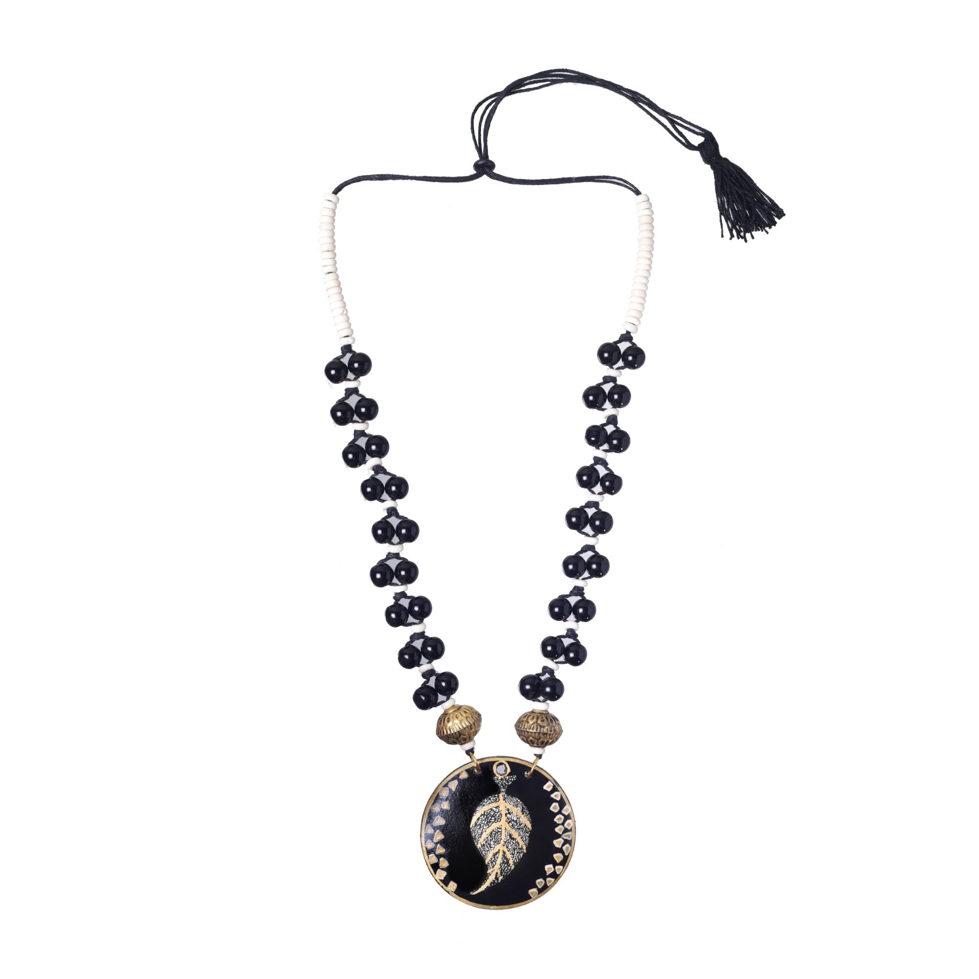 Ebony Leaf Glass Necklace