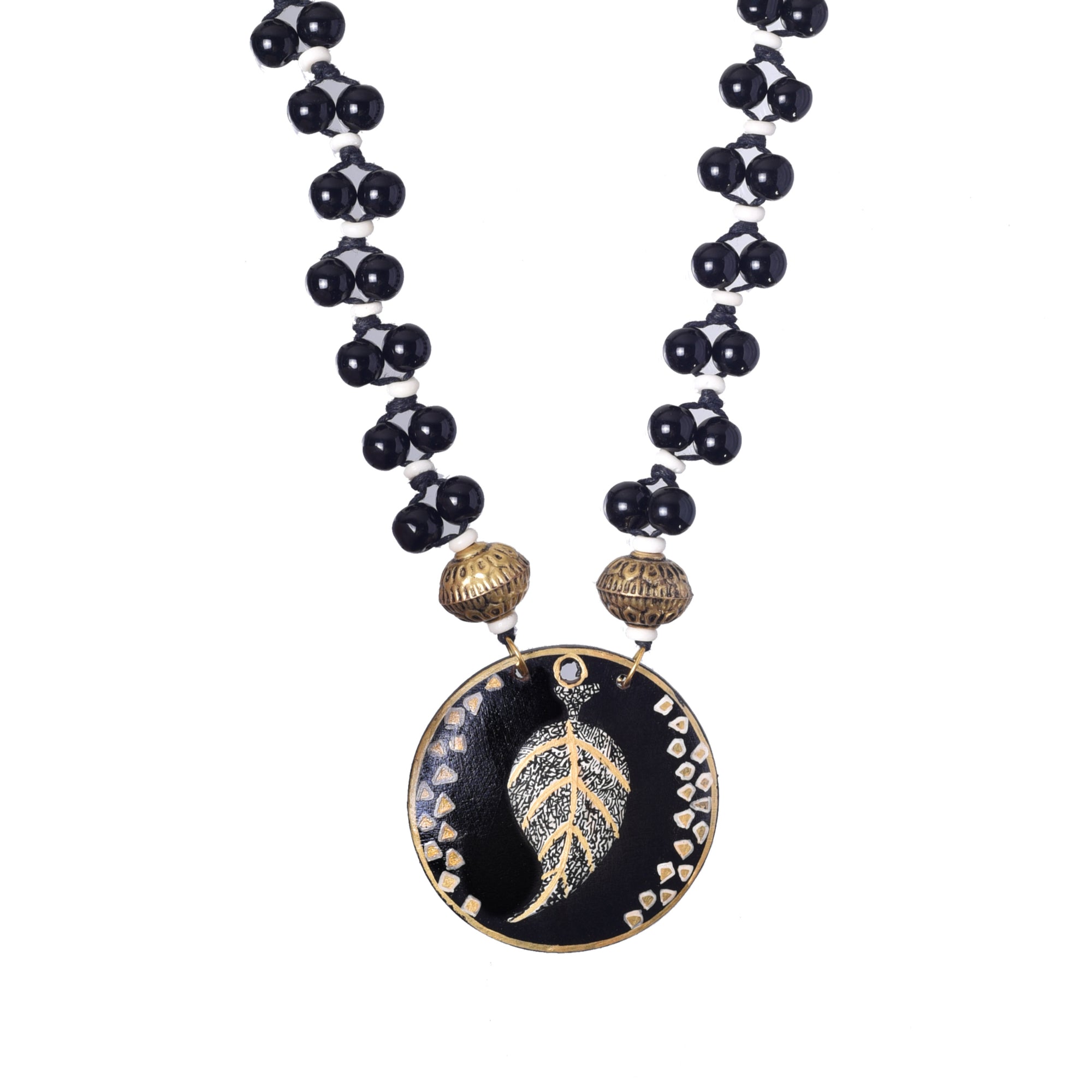 Ebony Leaf Glass Necklace