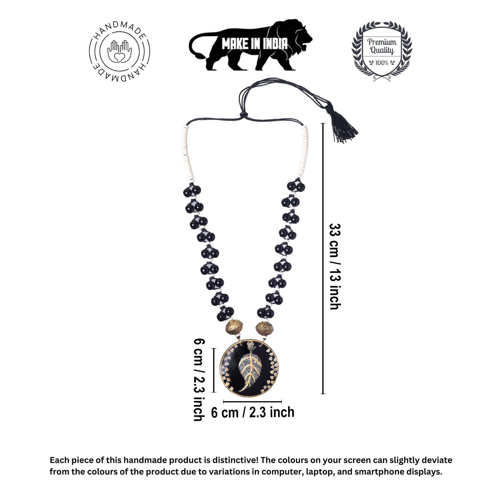 Ebony Leaf Glass Necklace