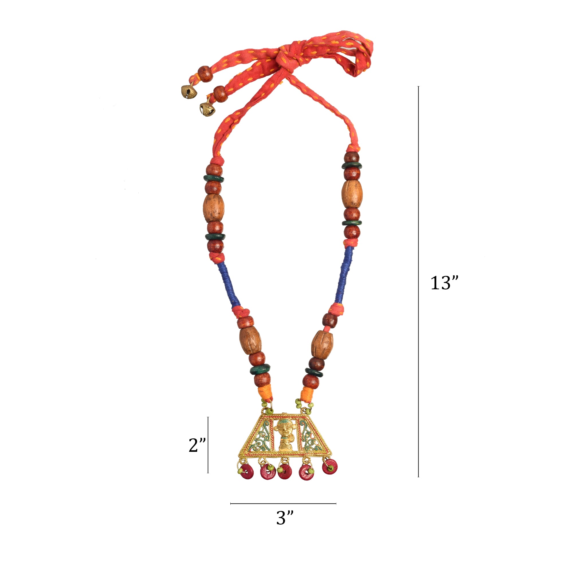 The Empress House Handcrafted Tribal Dhokra Necklace in Prussian Blue