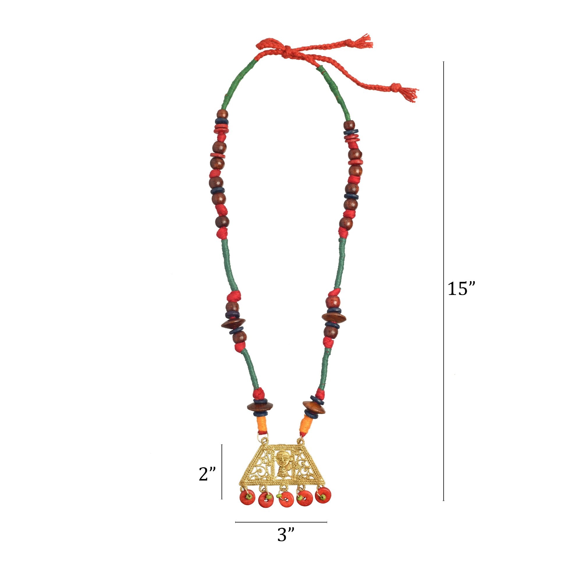 The Empress House Handcrafted Tribal Dhokra Necklace in Pumpkin Orange