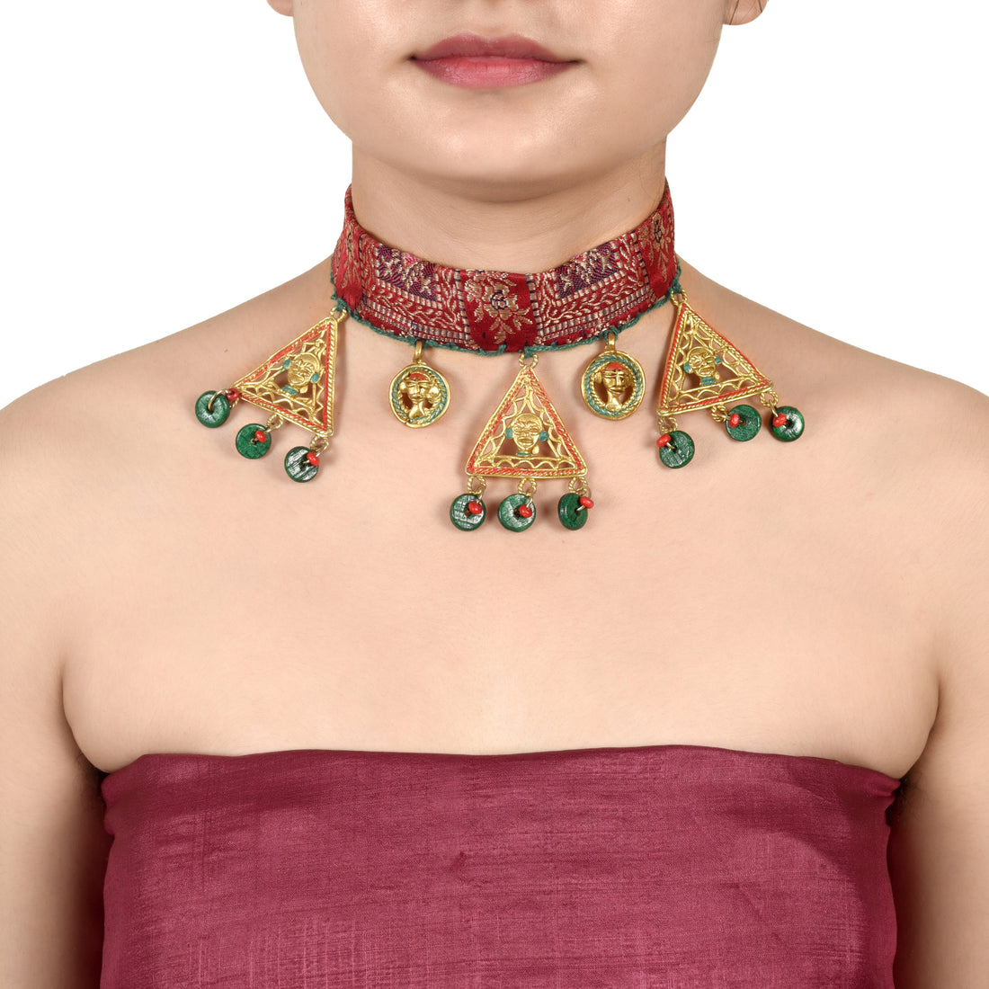 The Empress Trinity Handcrafted Tribal Dhokra Necklace