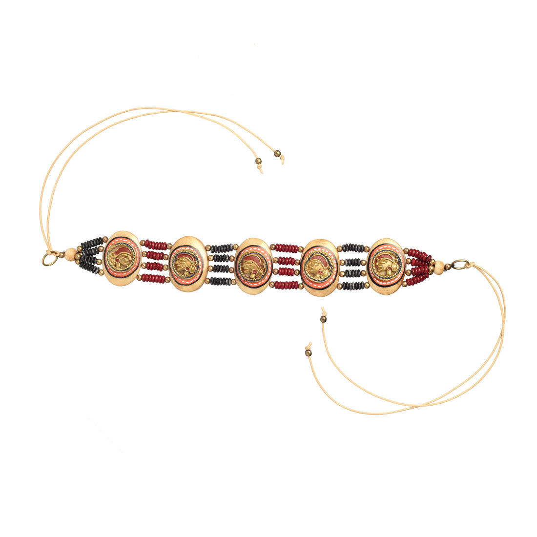 The Guards Of Empress Handcrafted Tribal Dhokra Oval Choker