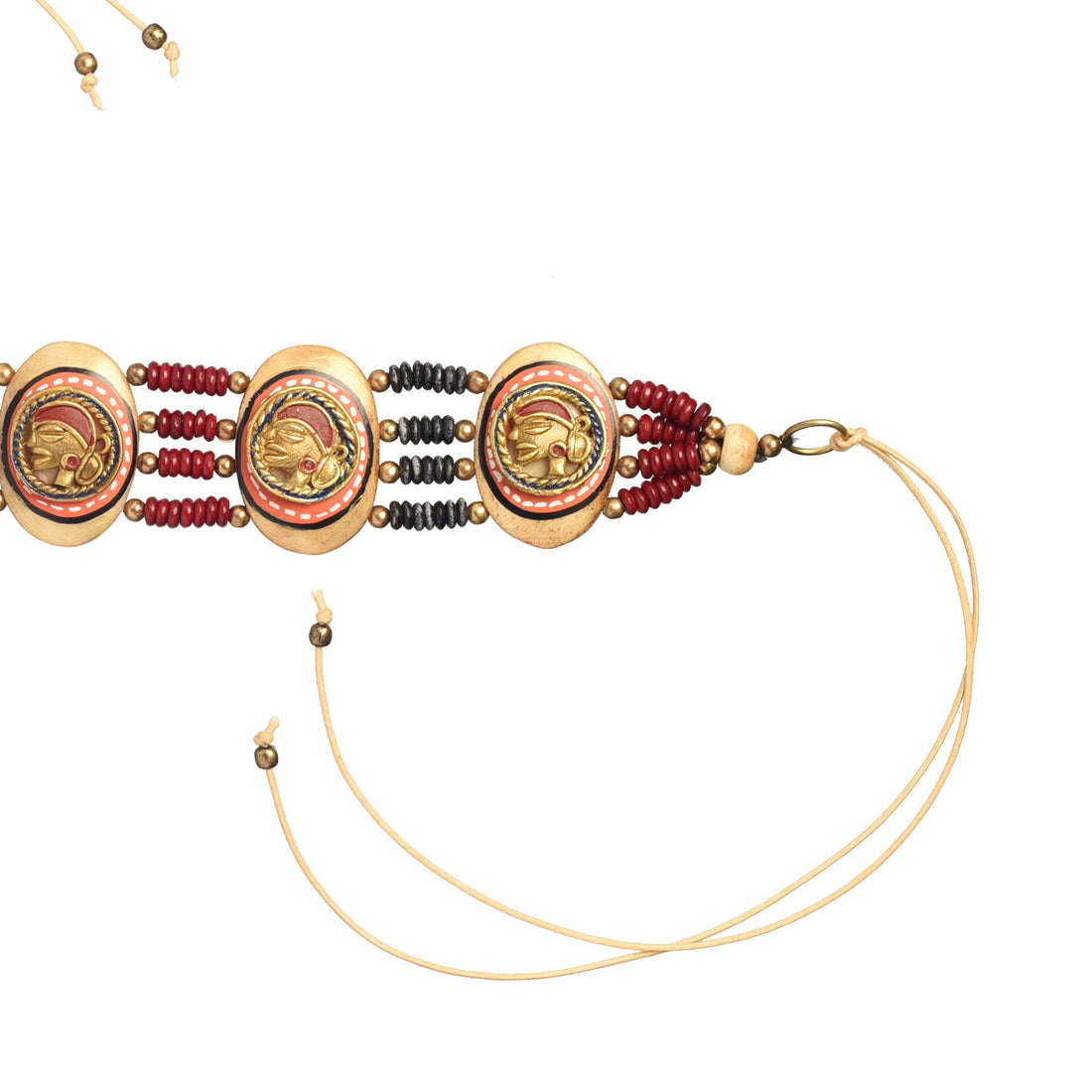 The Guards Of Empress Handcrafted Tribal Dhokra Oval Choker