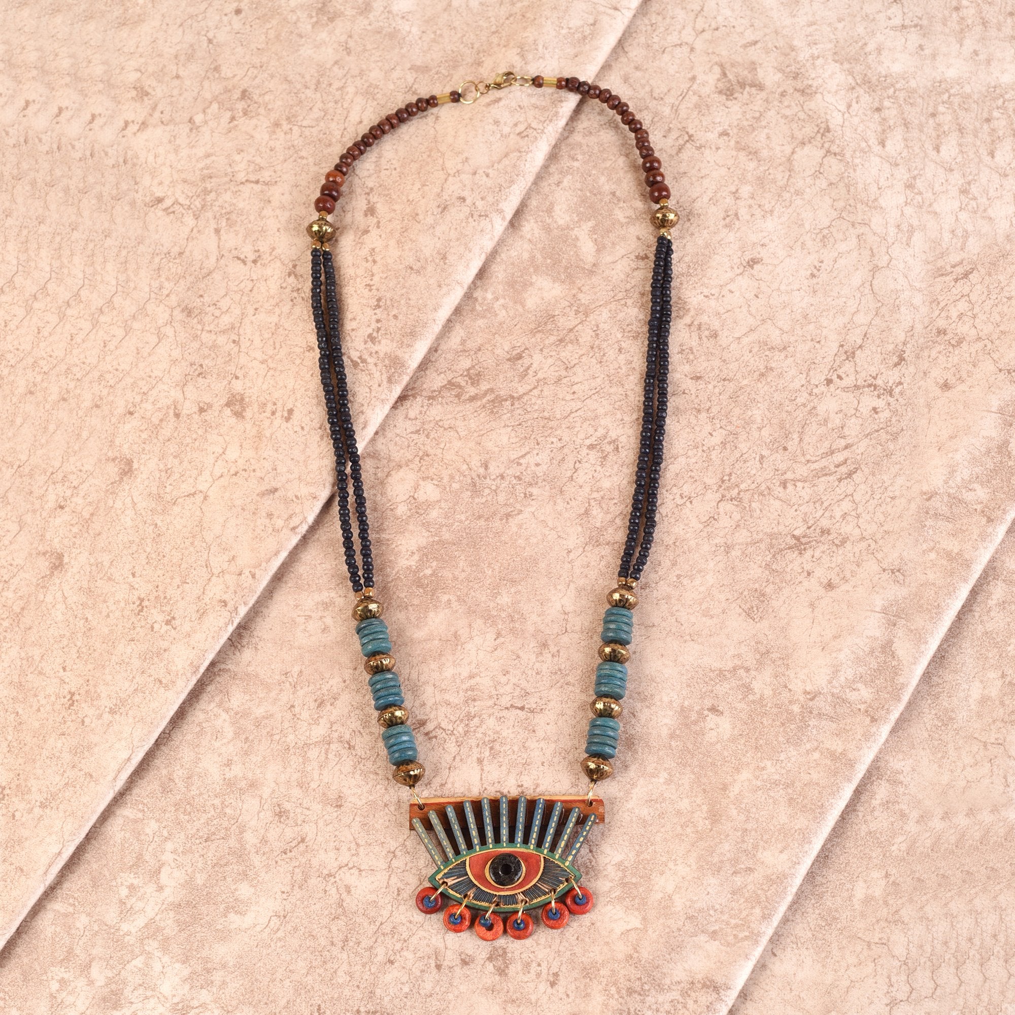 Evil Eye-II' Handcrafted Tribal Dhokra Necklace