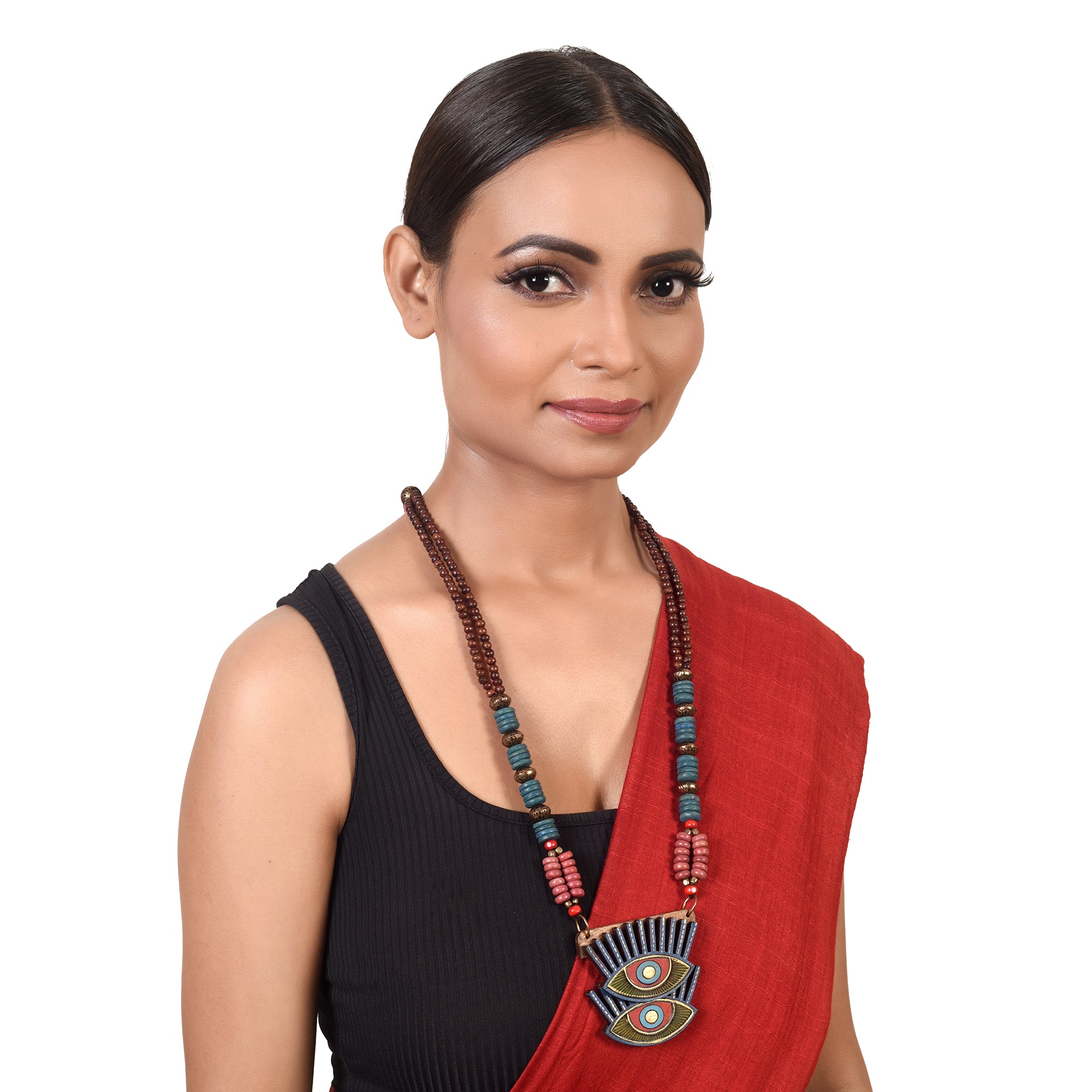 Evil Eyes-III' Handcrafted Tribal Dhokra Necklace