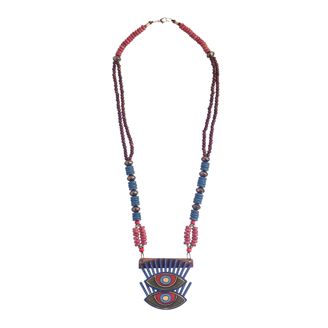 Evil Eyes-III' Handcrafted Tribal Dhokra Necklace