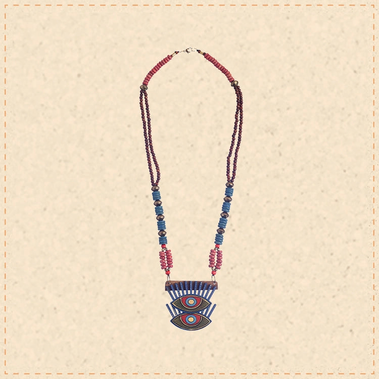 Evil Eyes-III' Handcrafted Tribal Dhokra Necklace