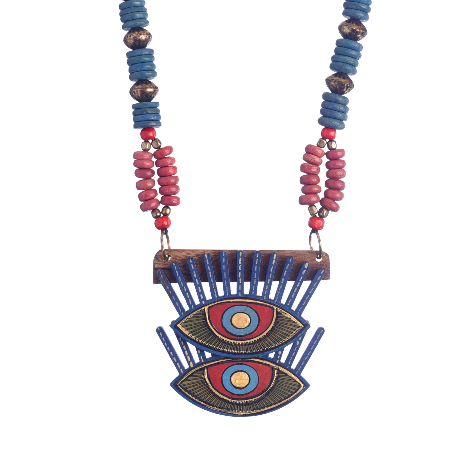 Evil Eyes-III' Handcrafted Tribal Dhokra Necklace