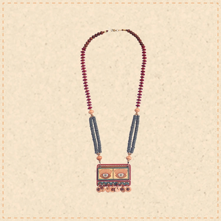Evil Eyes-IV' Brown Handcrafted Tribal Dhokra Necklace