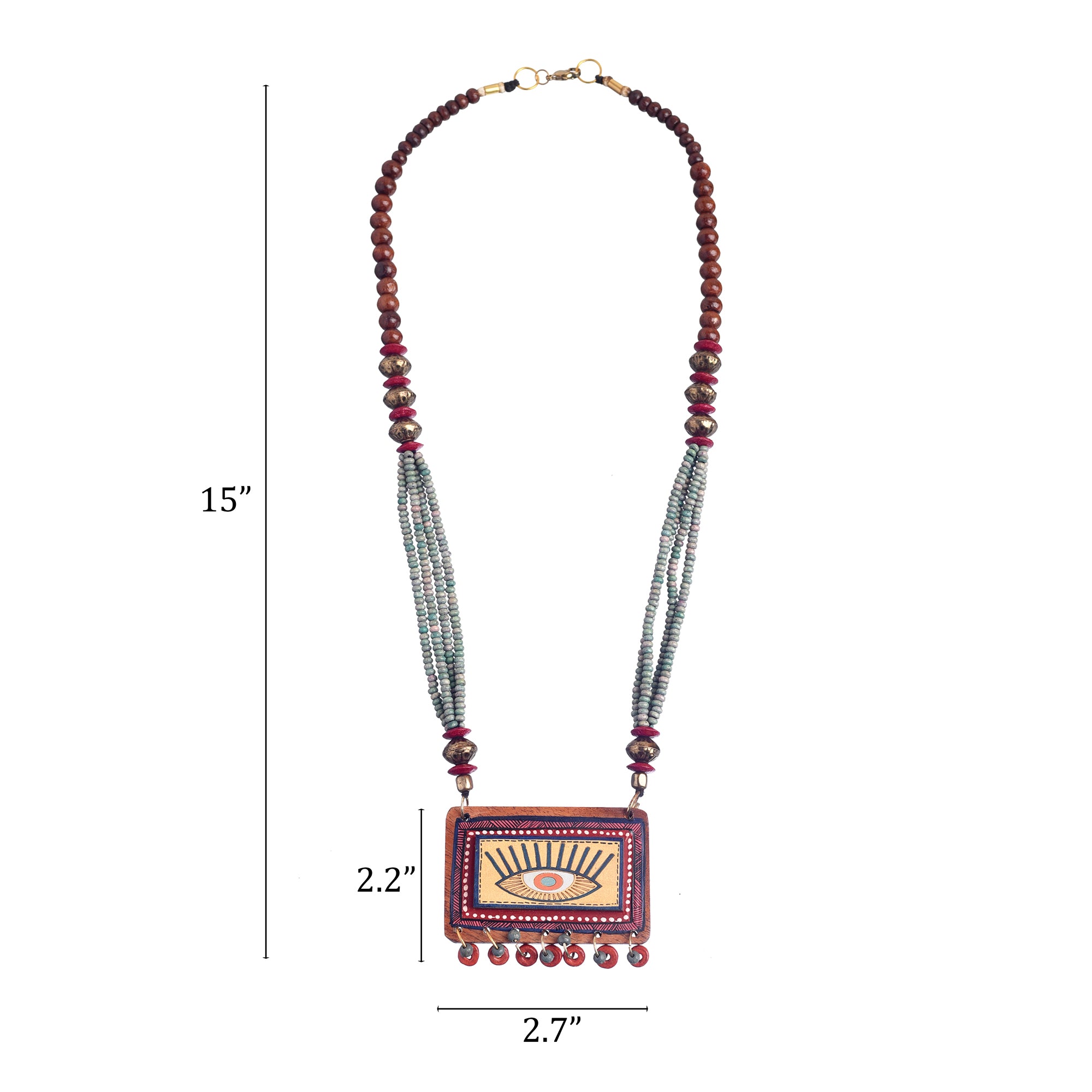 Evil Eyes-V' Brown Handcrafted Tribal Dhokra Necklace