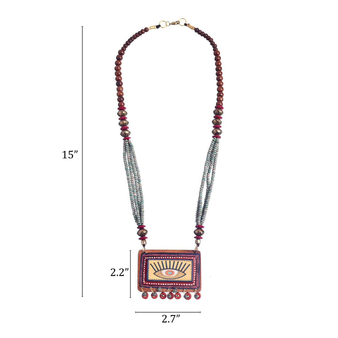 Evil Eyes-V' Brown Handcrafted Tribal Dhokra Necklace