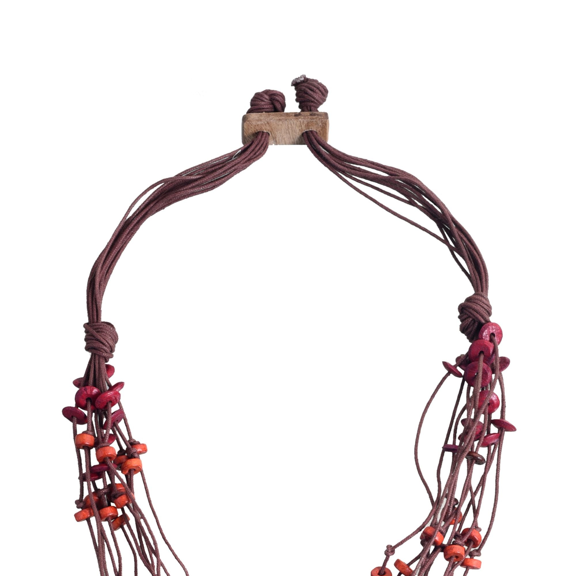 Boho Chic: Maroon Round Pendant  Handcrafted Necklace