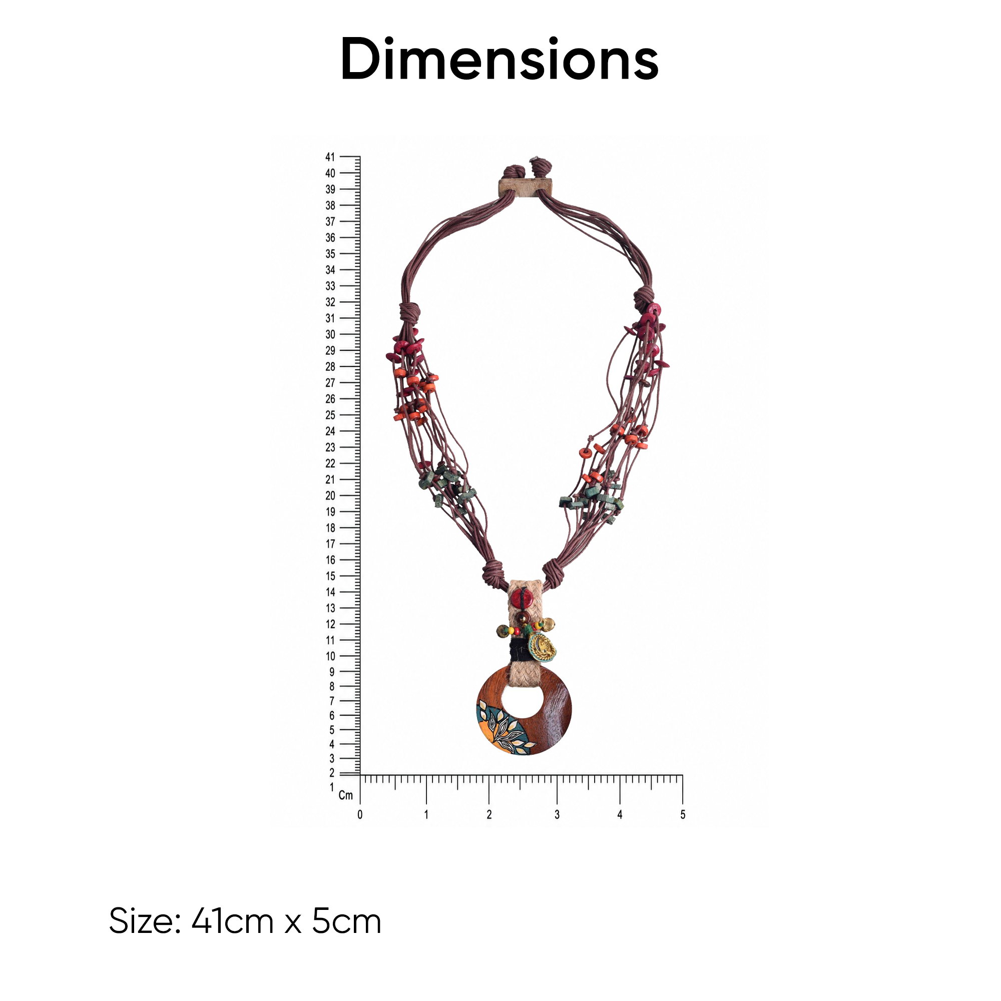 Boho Chic: Maroon Round Pendant  Handcrafted Necklace