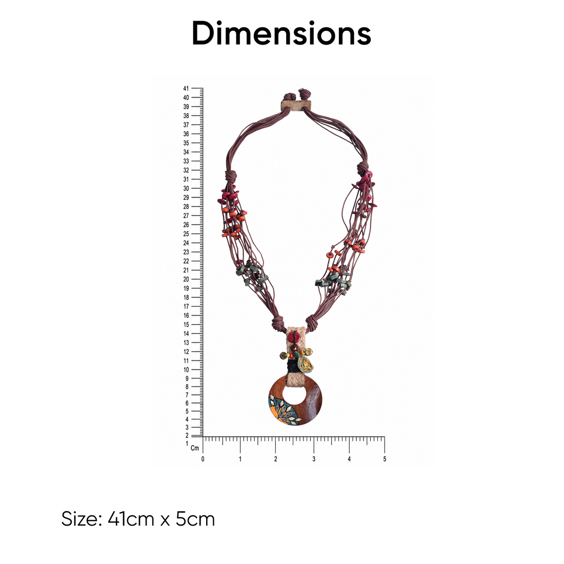 Boho Chic: Maroon Round Pendant  Handcrafted Necklace